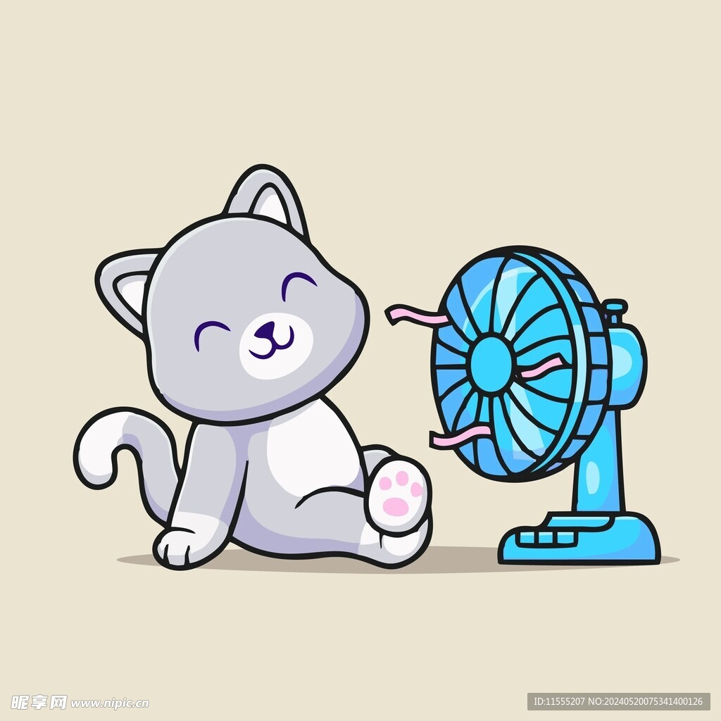 可爱猫咪矢量卡通插画