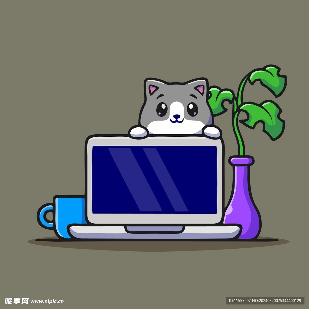 可爱猫咪矢量卡通插画