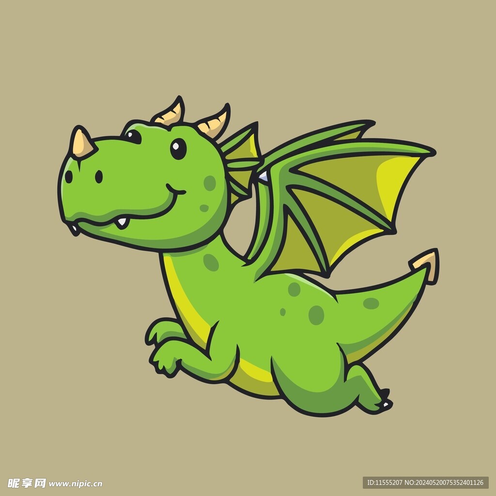有趣翼龙卡通绘画儿童插画