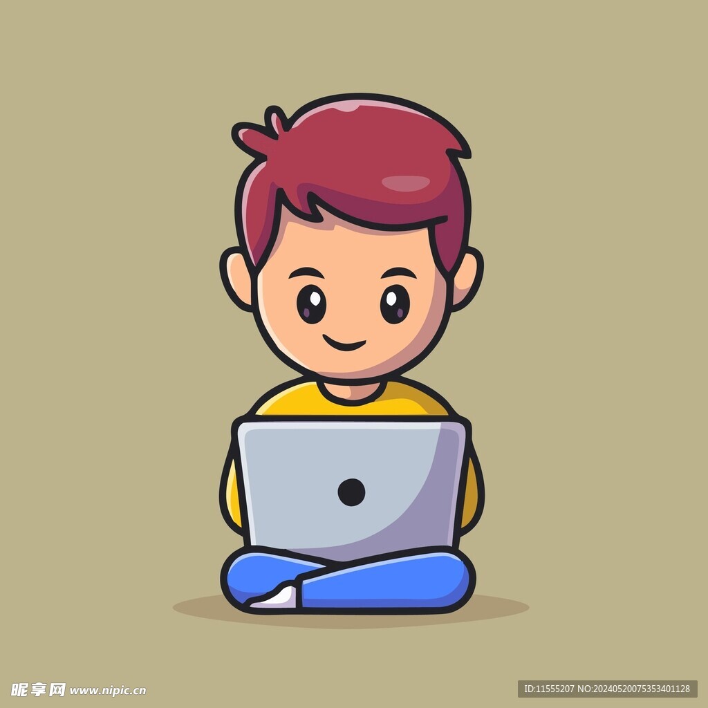 可爱办公小哥哥矢量卡通插画