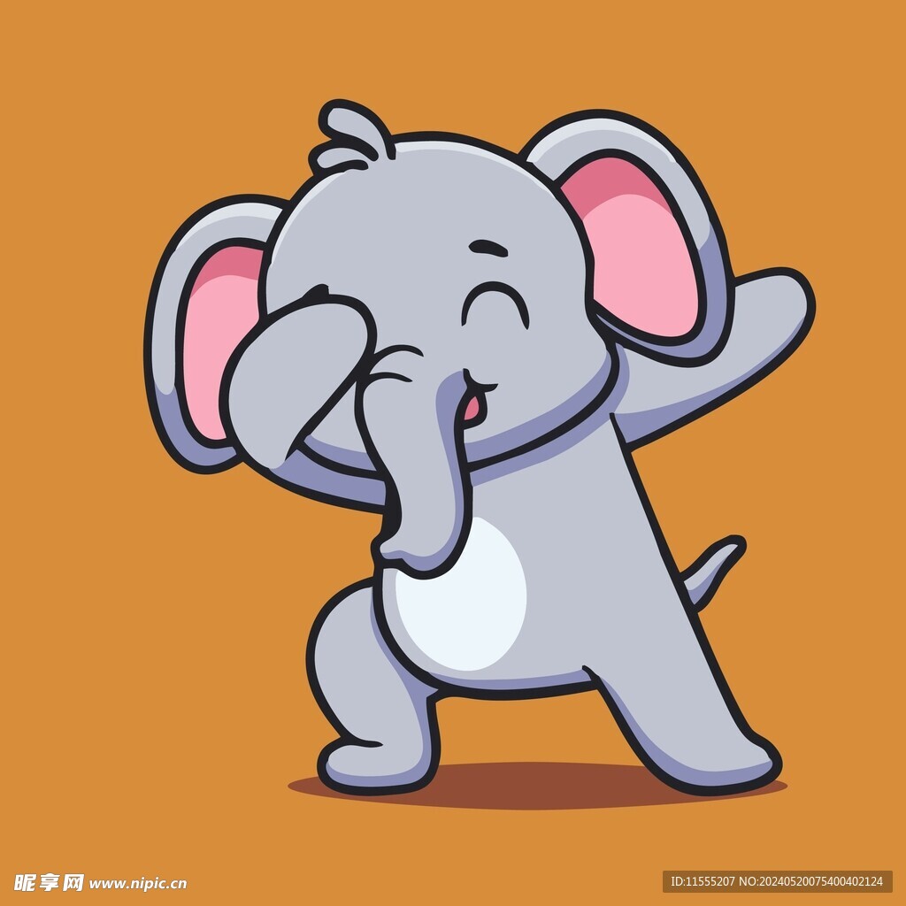 有趣小象卡通绘画儿童插画
