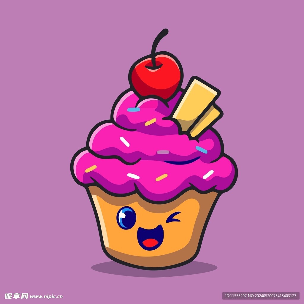 有趣冰激凌卡通绘画儿童插画