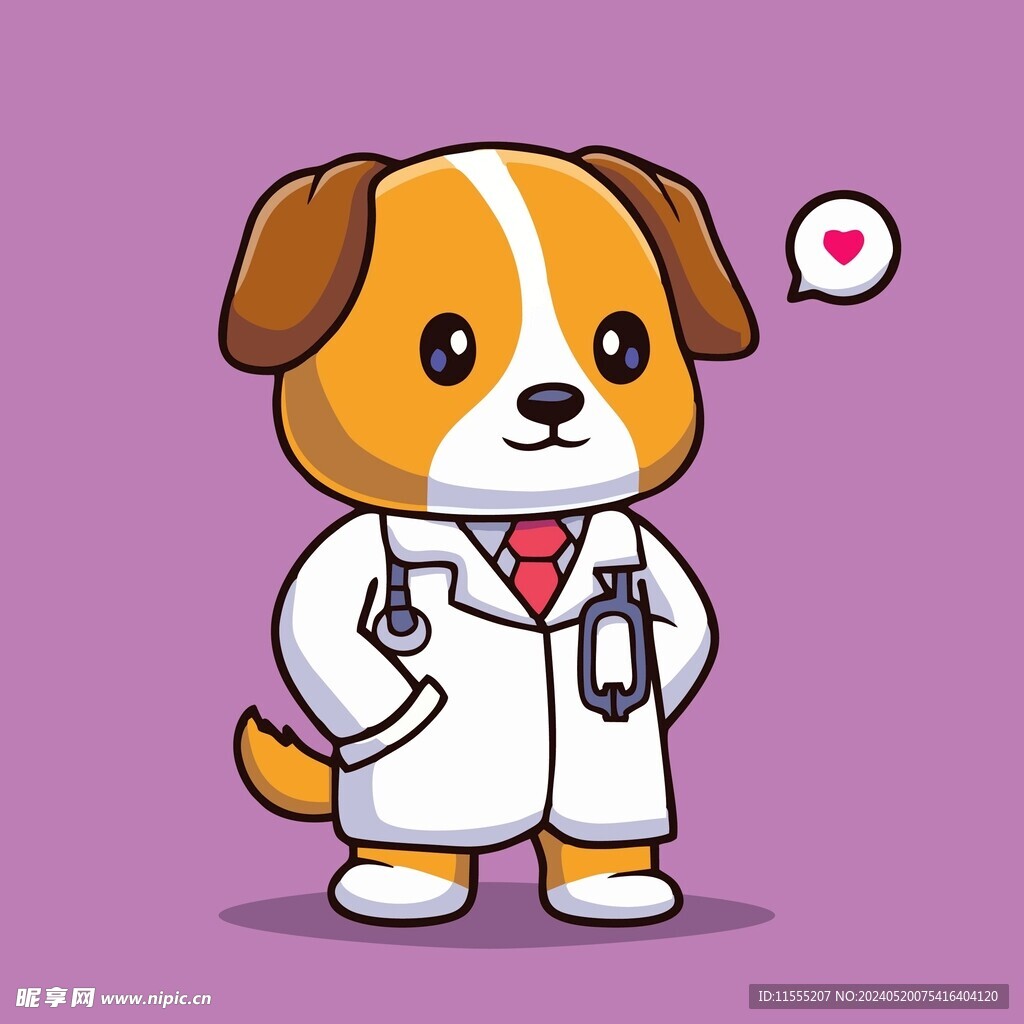 可爱狗狗医生矢量卡通插画