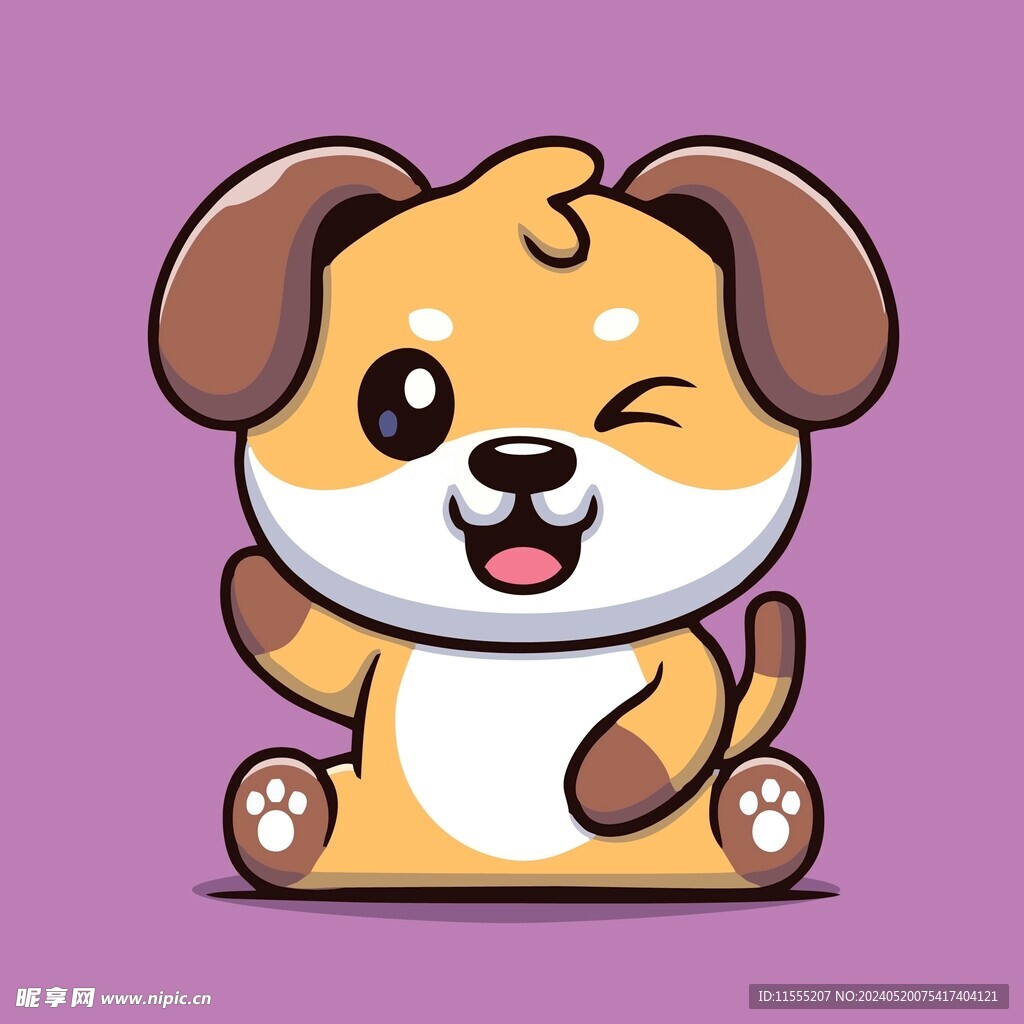 可爱狗狗矢量卡通插画