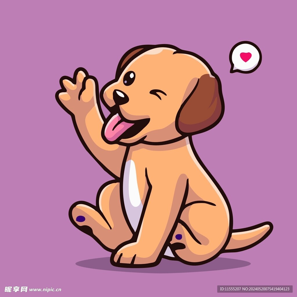 可爱金毛狗狗矢量卡通插画