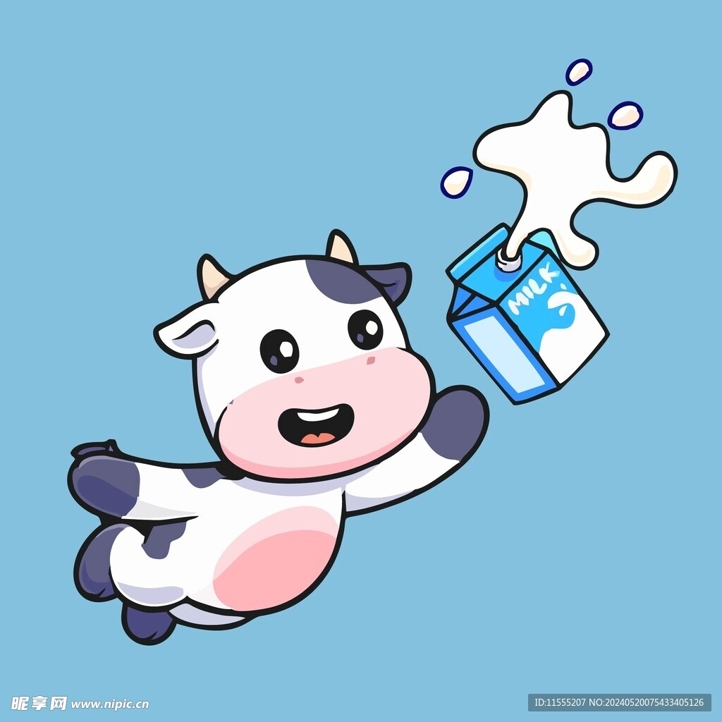 可爱奶牛矢量卡通插画