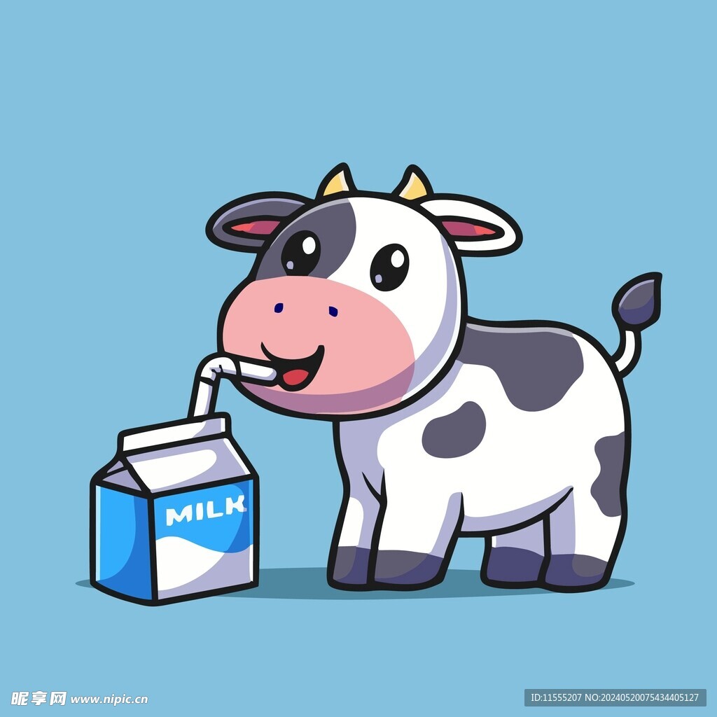 可爱奶牛矢量卡通插画