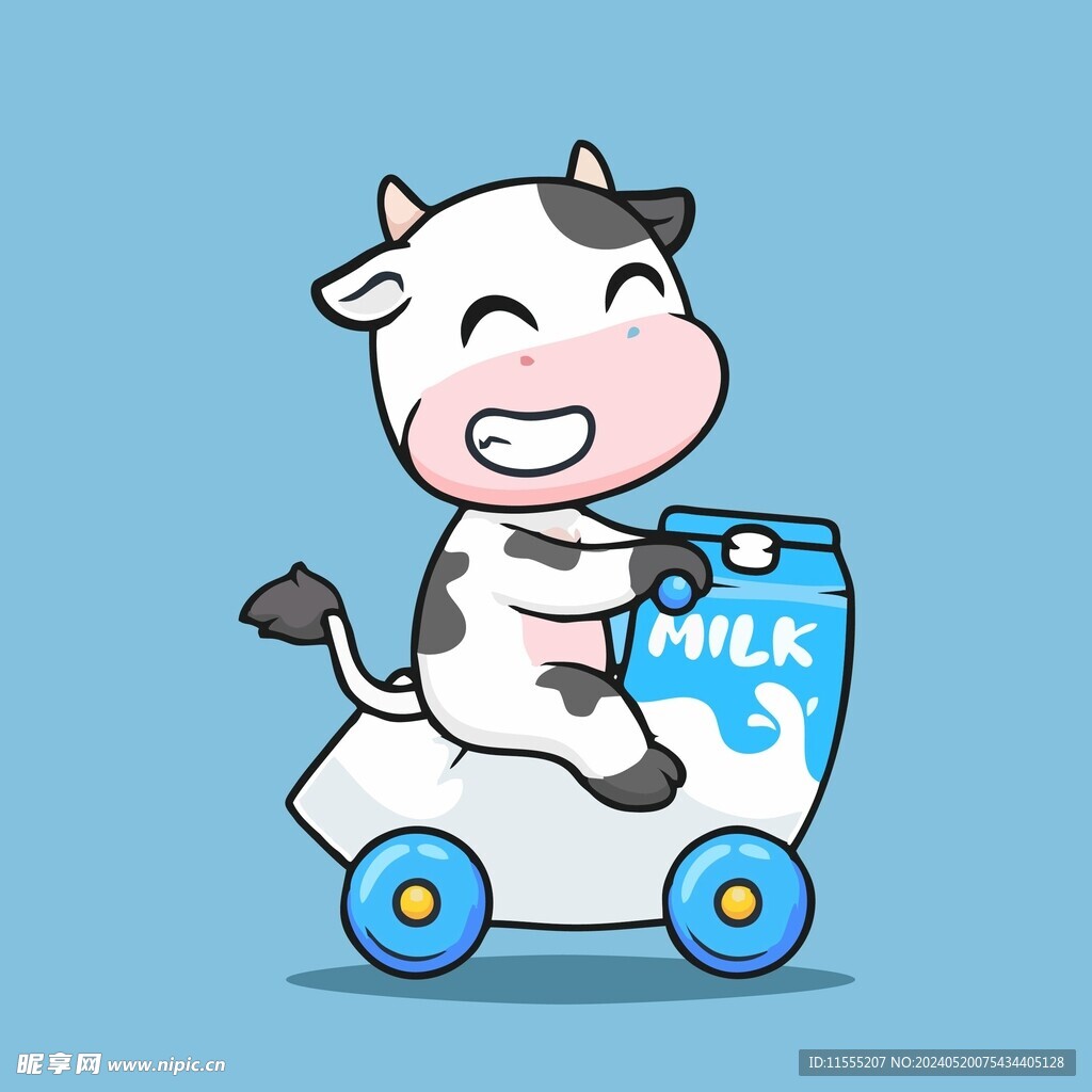可爱奶牛矢量卡通插画