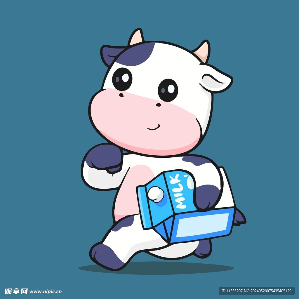 可爱奶牛矢量卡通插画