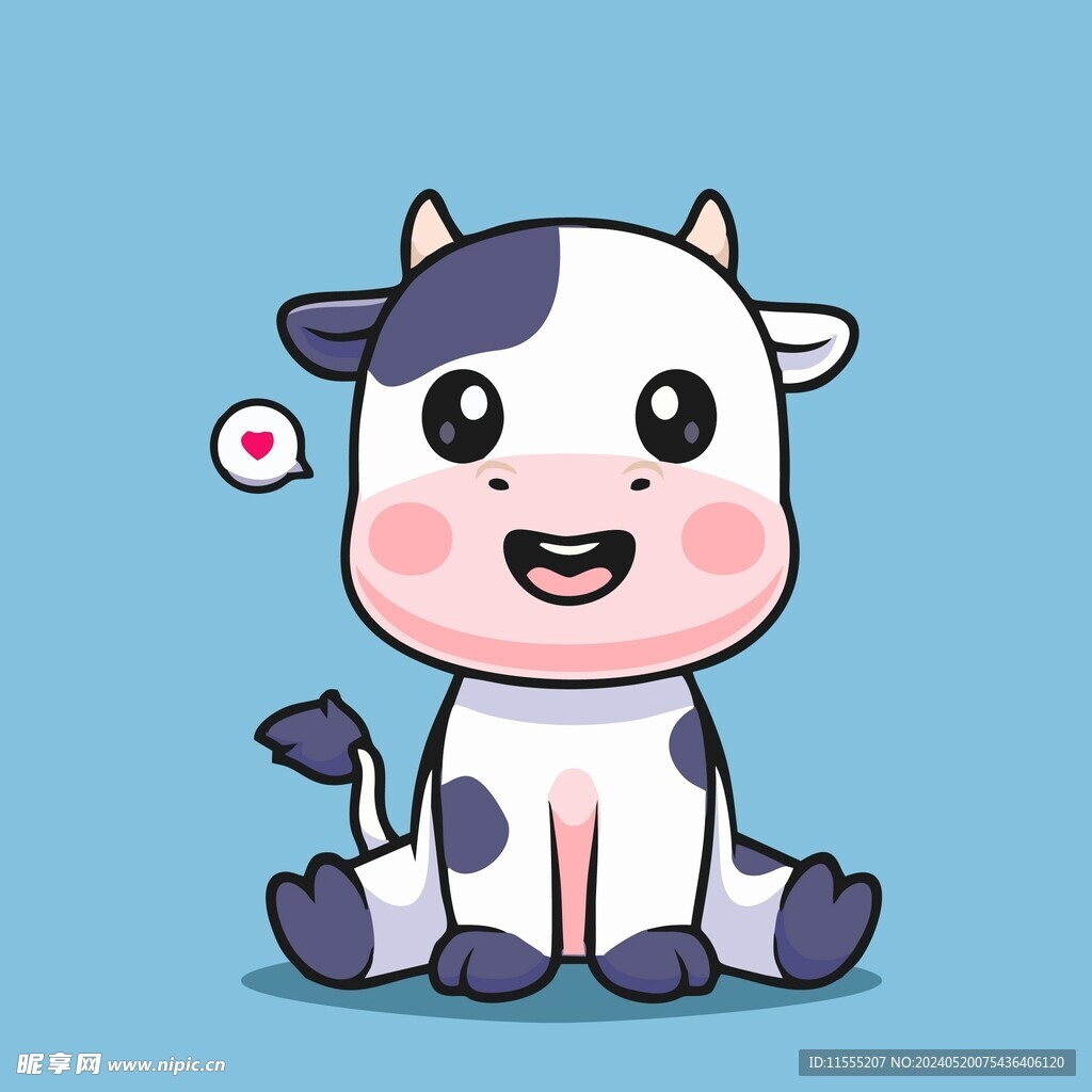 可爱奶牛矢量卡通插画
