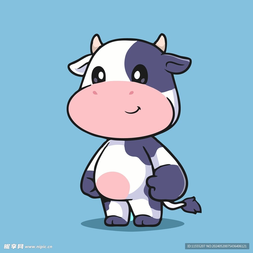 可爱奶牛矢量卡通插画