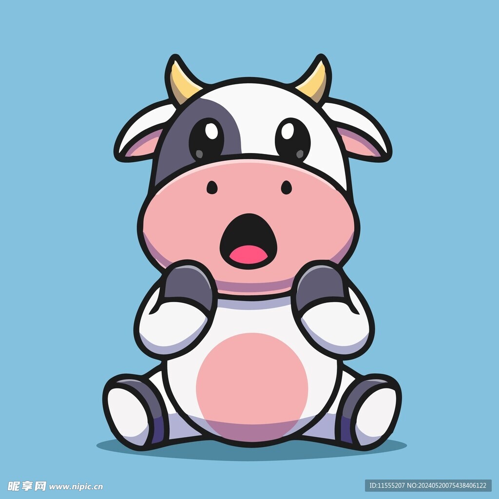 可爱奶牛矢量卡通插画
