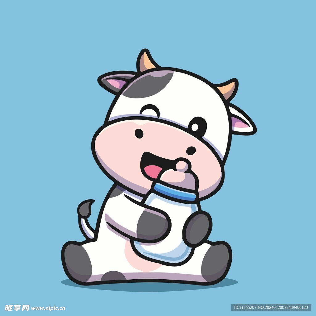可爱奶牛矢量卡通插画
