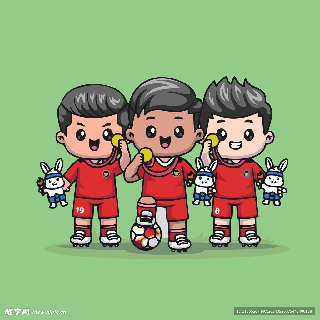 可爱足球小哥哥矢量卡通插画