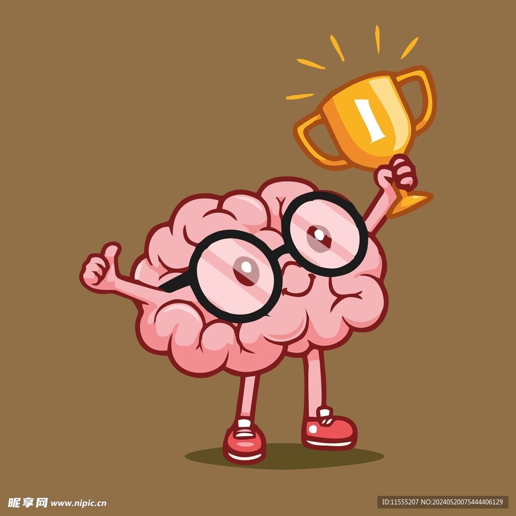 冠军大脑卡通绘画儿童插画
