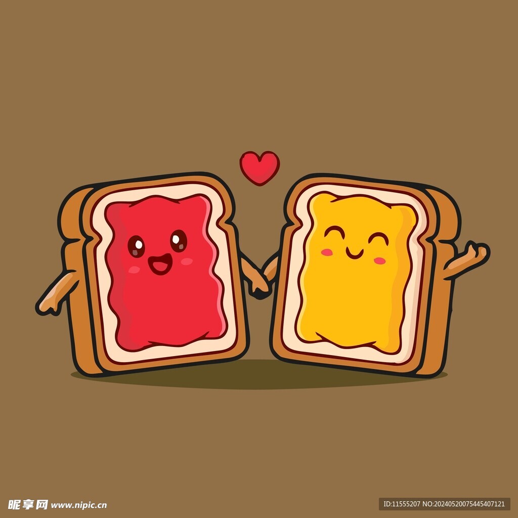 有趣面包片卡通绘画儿童插画