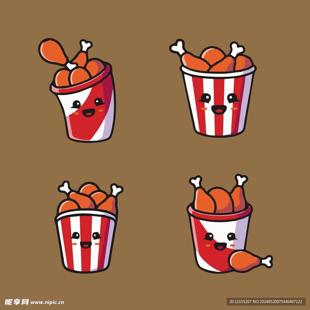 有趣炸鸡腿卡通绘画儿童插画