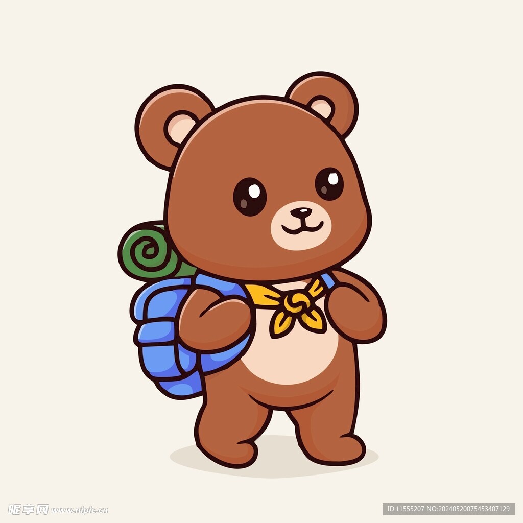 可爱小熊出游矢量卡通插画