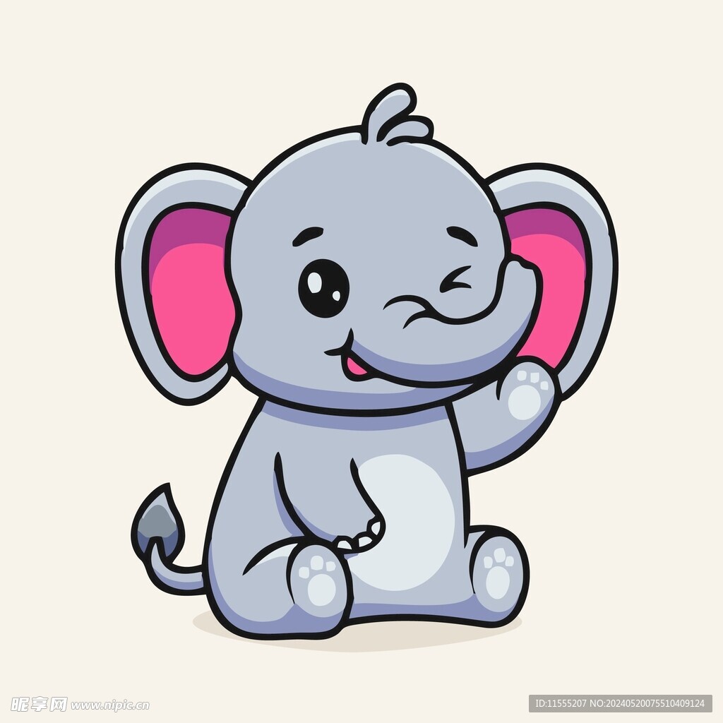 有趣小象卡通绘画儿童插画