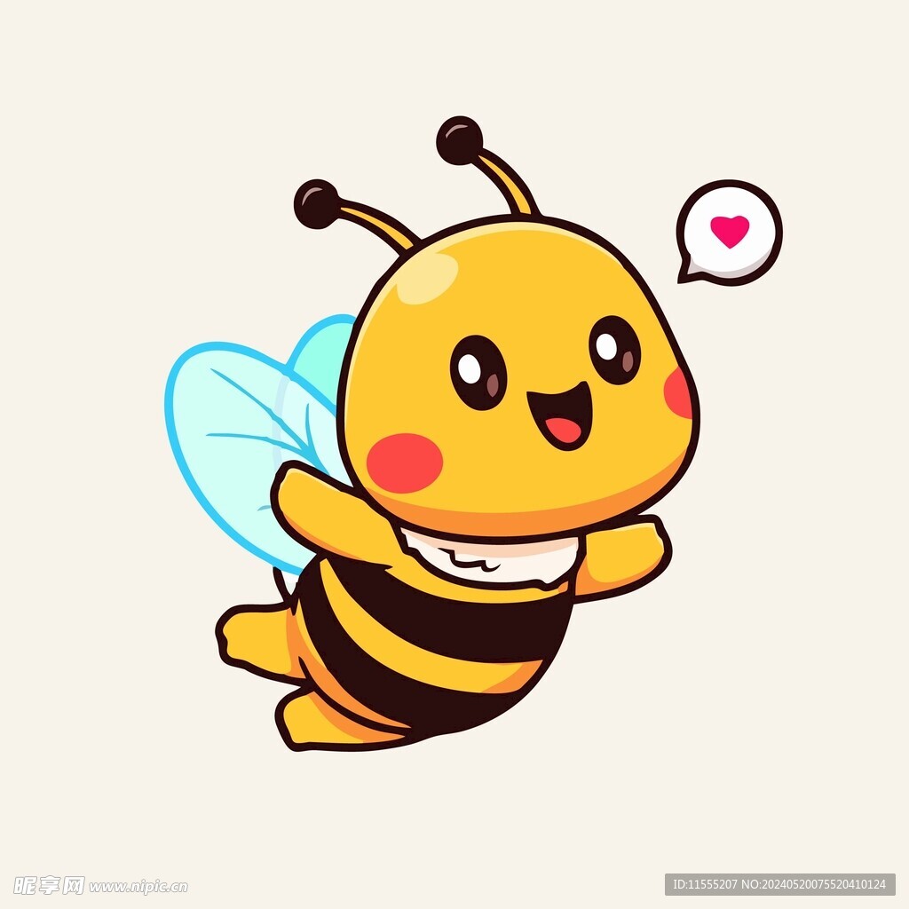 有趣小蜜蜂卡通绘画儿童插画