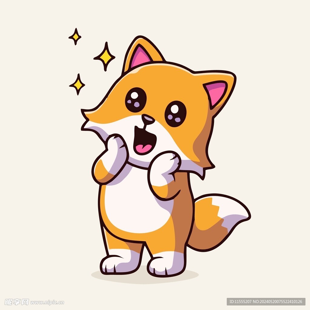 可爱秋田犬矢量卡通画儿童插画