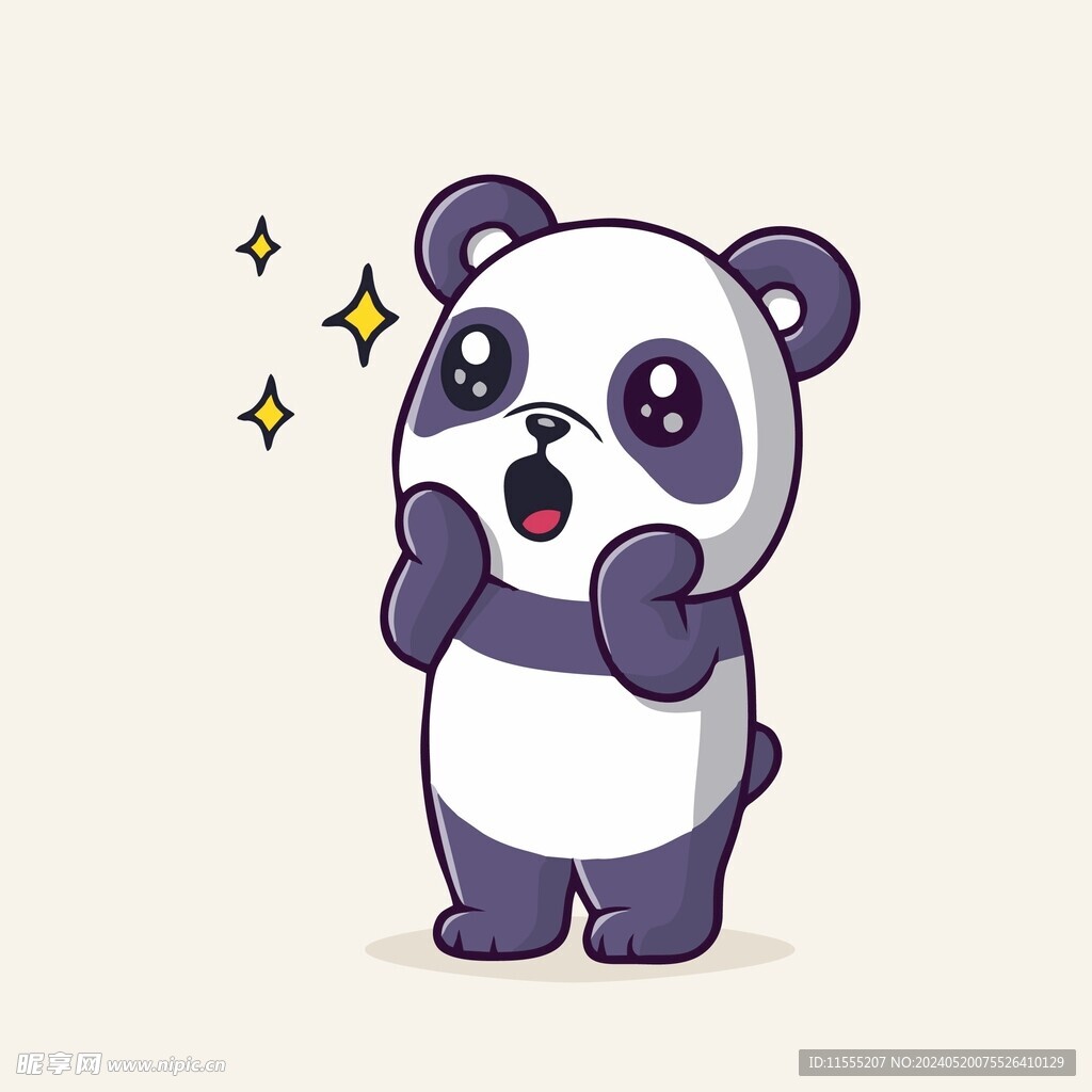 有趣熊猫卡通绘画儿童插画