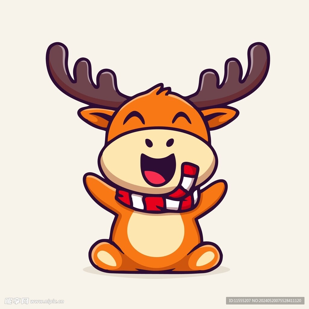 有趣驼鹿卡通绘画儿童插画