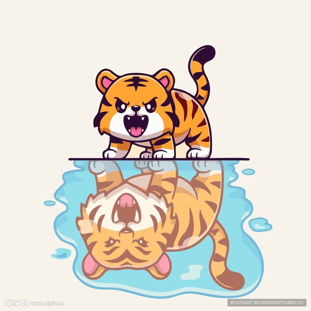 有趣老虎卡通绘画儿童插画