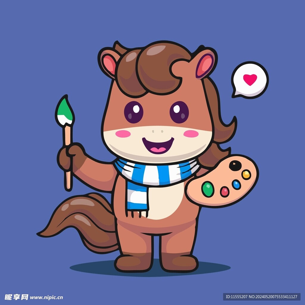 可爱小马矢量卡通插画