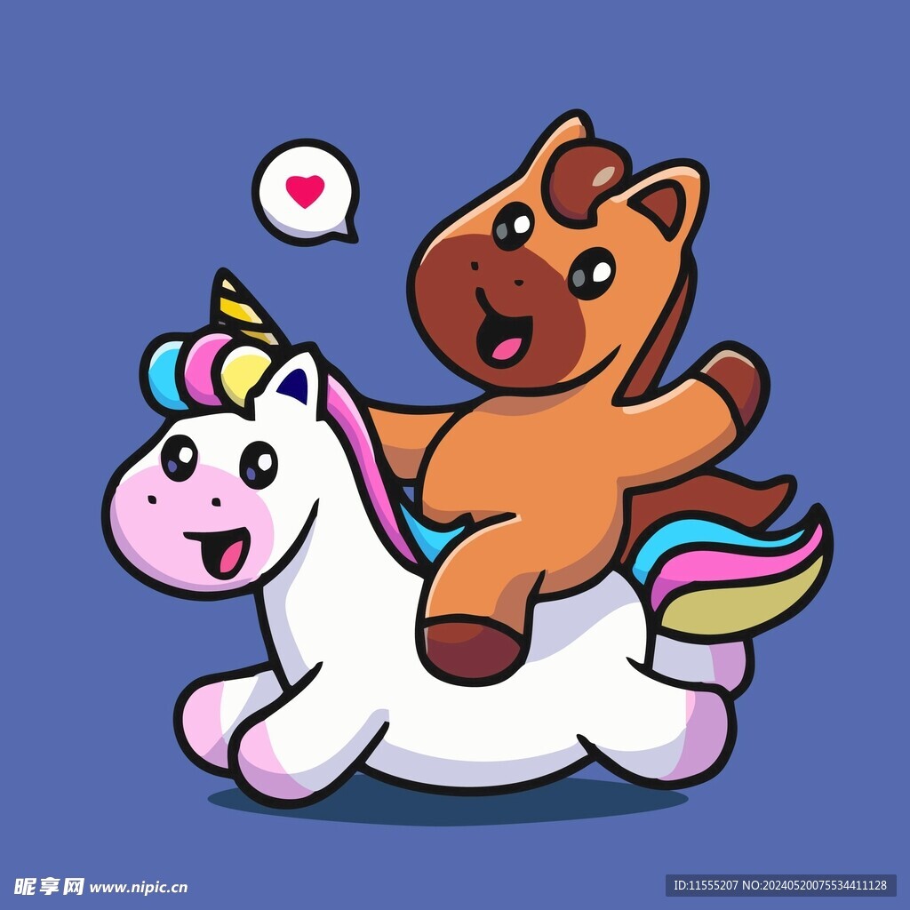 可爱小马矢量卡通插画