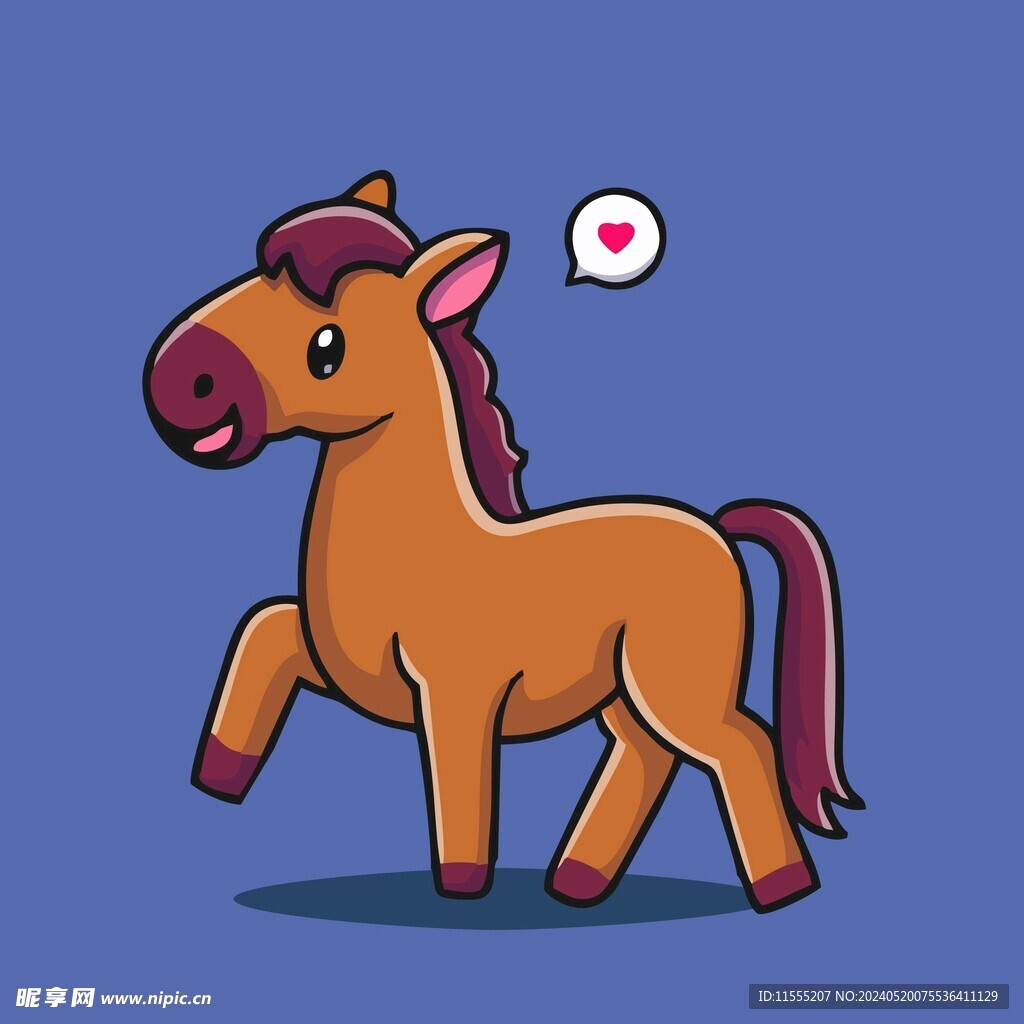 可爱小马矢量卡通插画