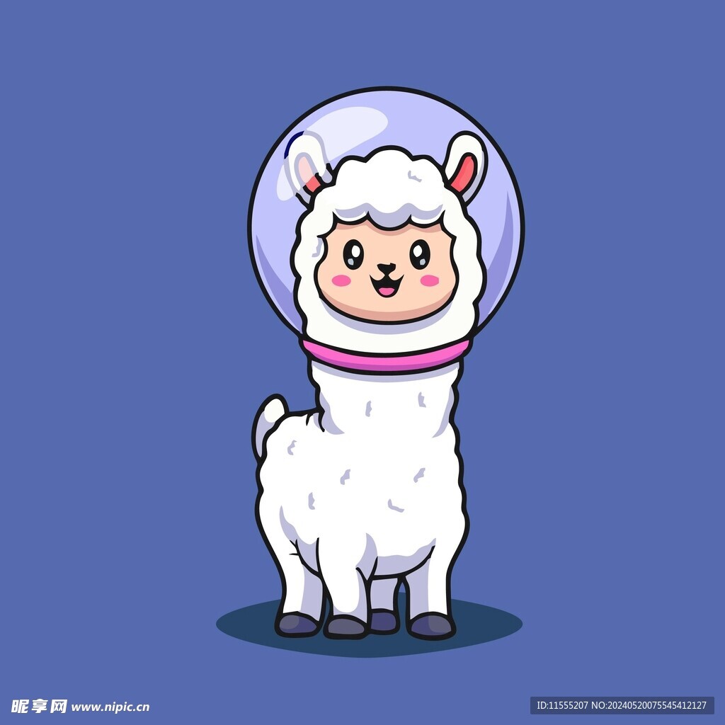 有趣羊驼卡通绘画儿童插画