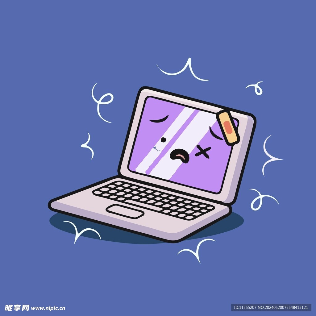 有趣电脑笔记本卡通绘画儿童插画
