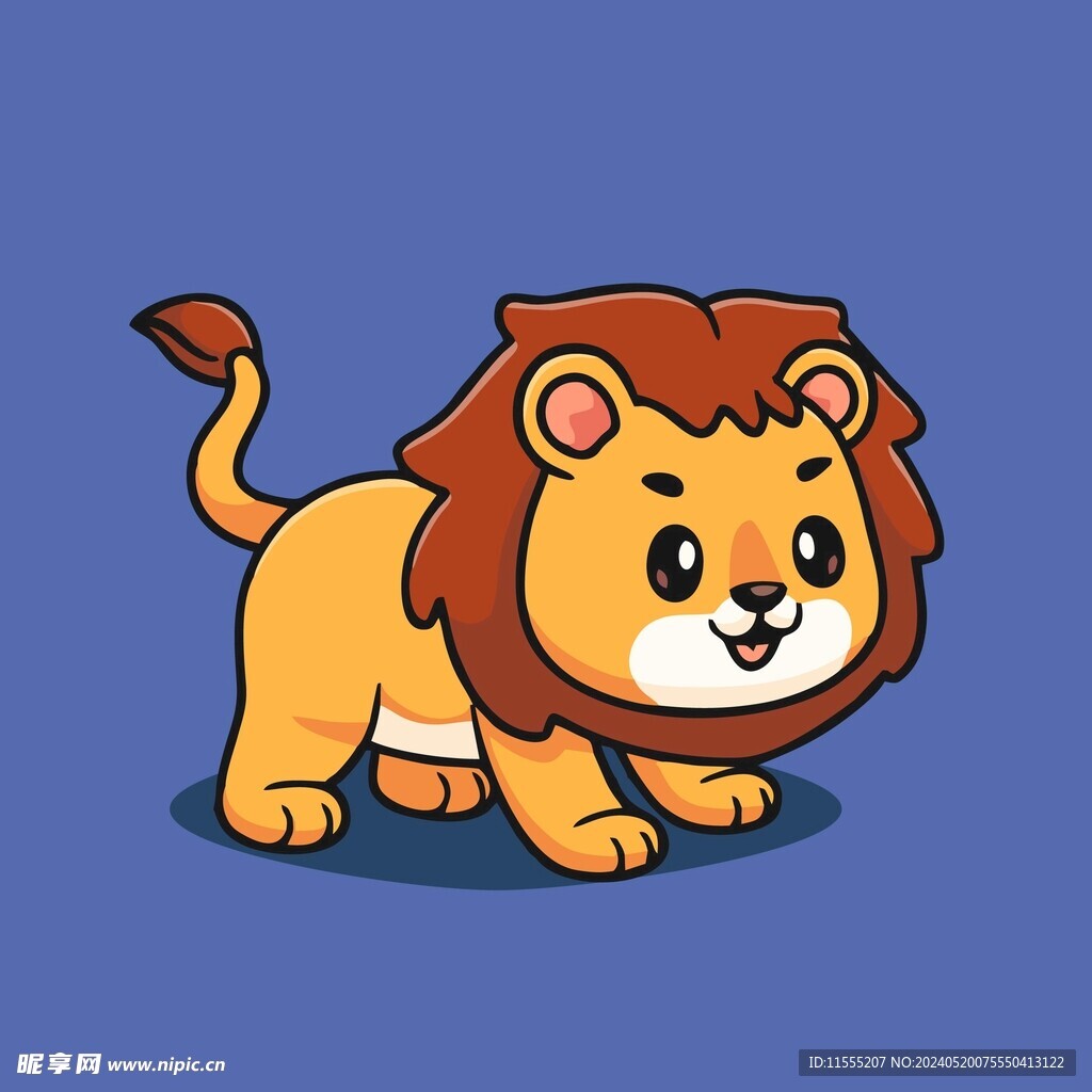 可爱狮子矢量卡通插画