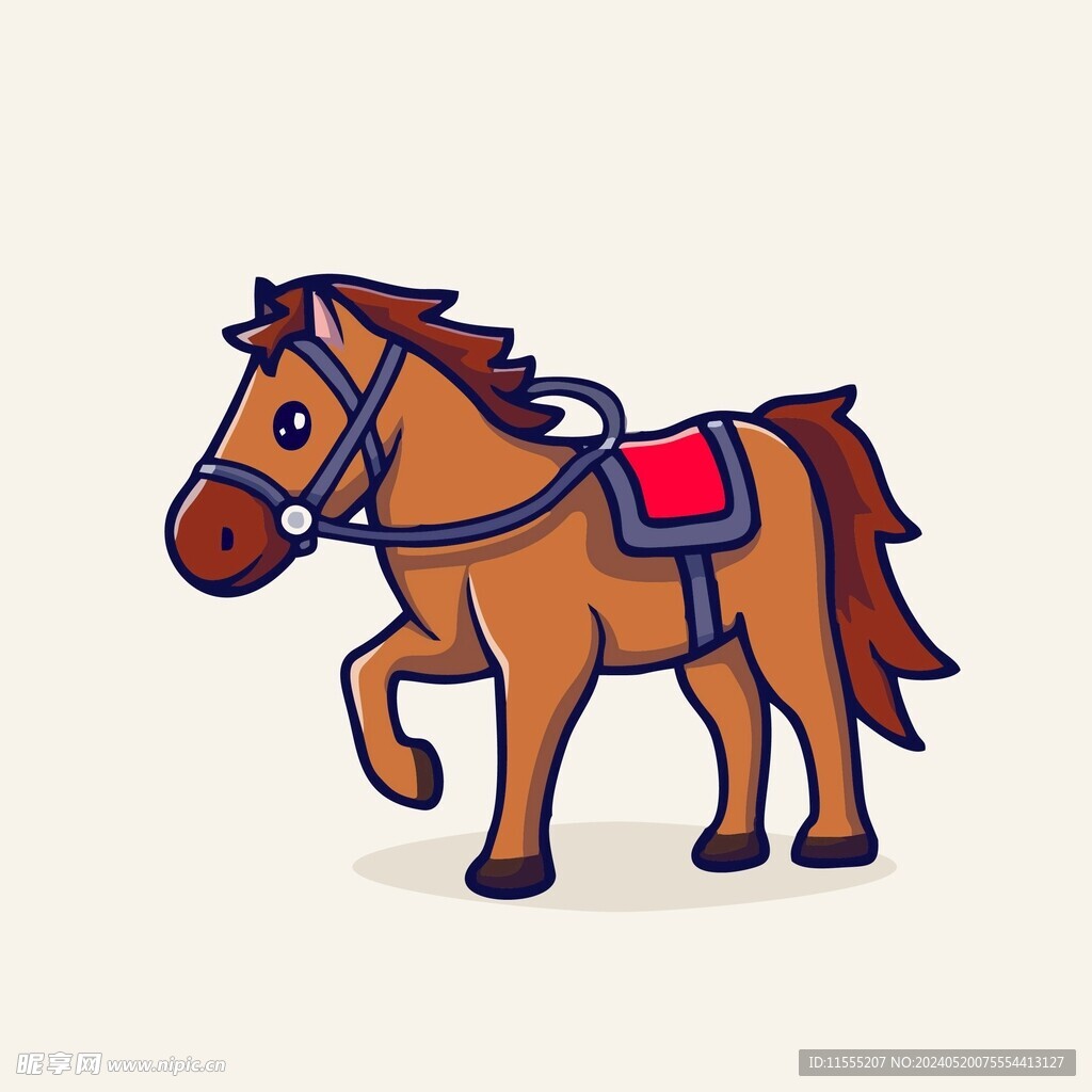 可爱小马矢量卡通插画