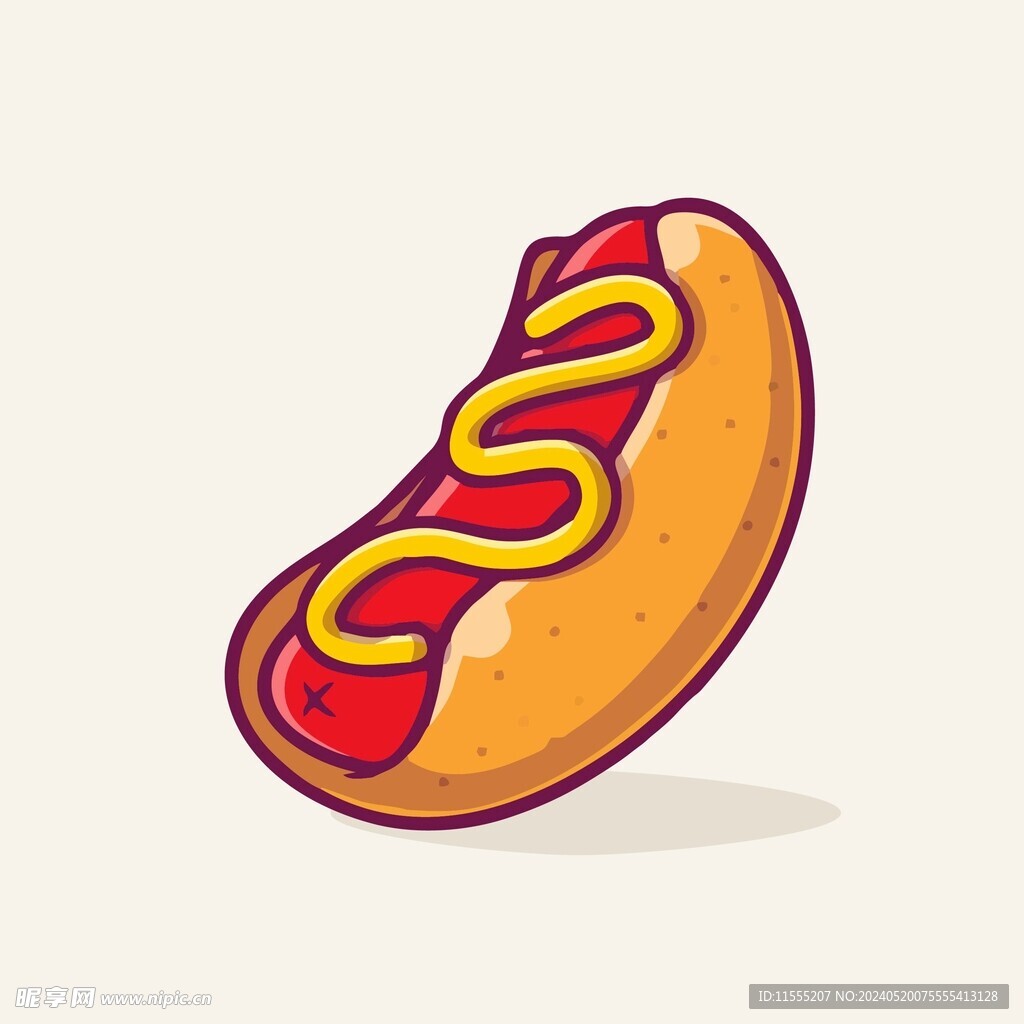 可爱热狗矢量卡通插画