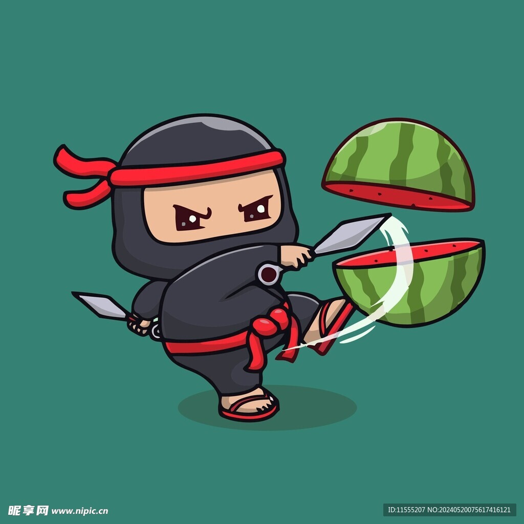 可爱忍者矢量卡通插画