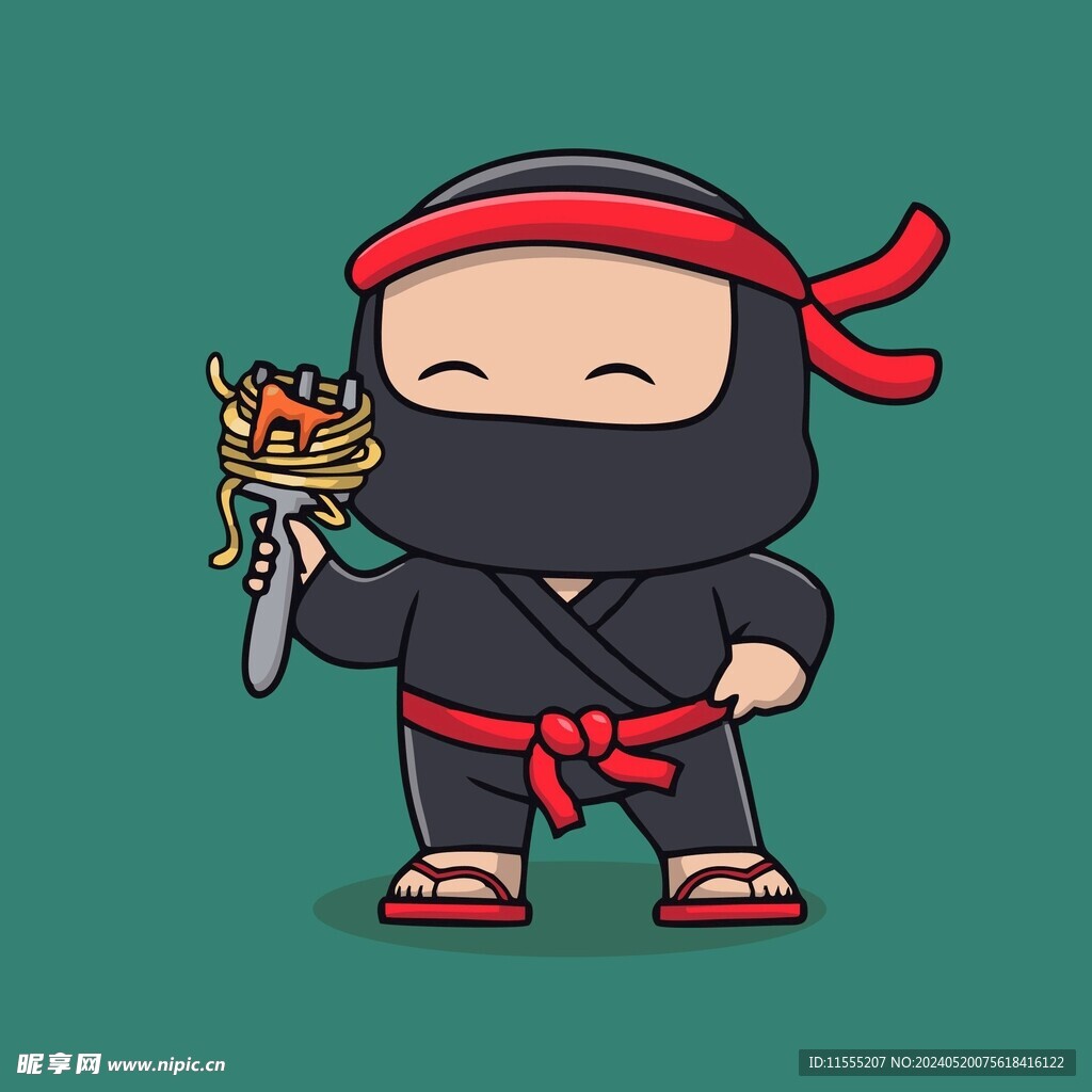 可爱忍者矢量卡通插画