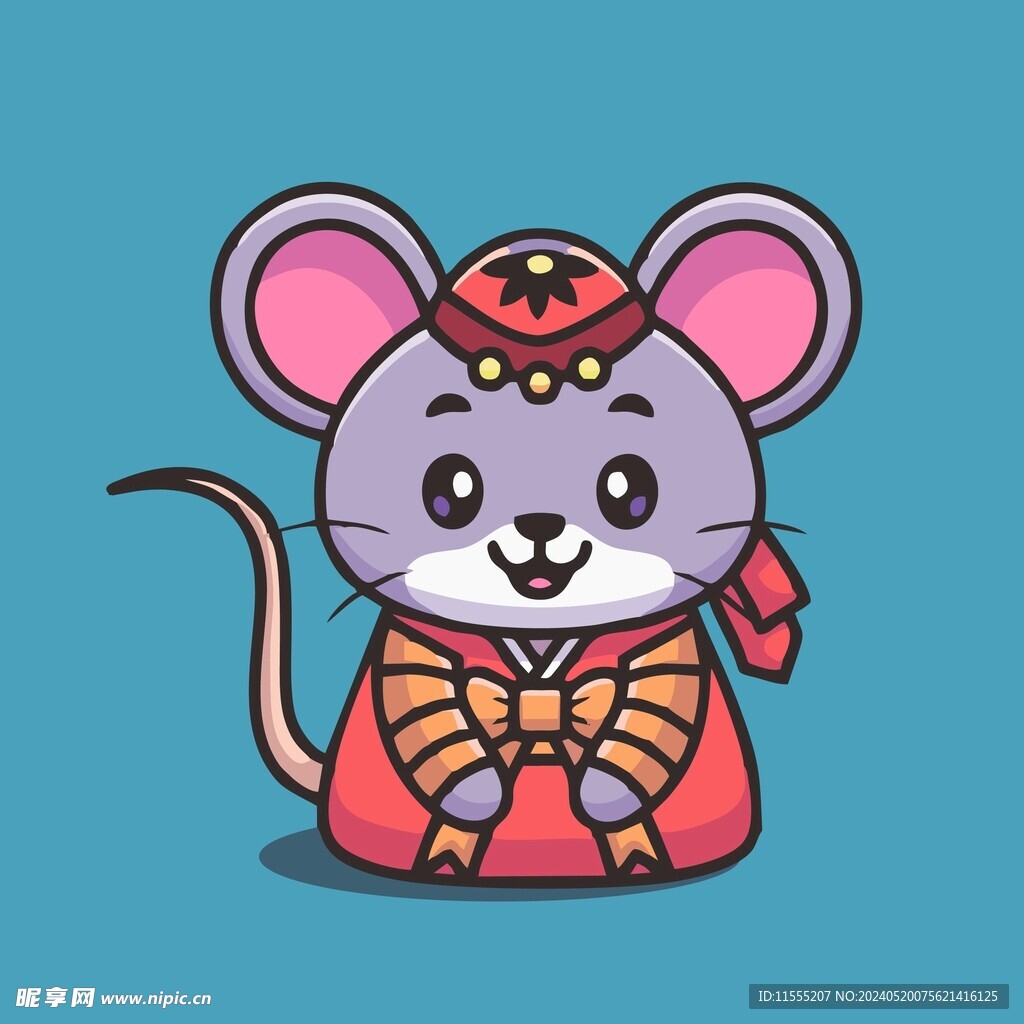 可爱老鼠皇后矢量卡通插画