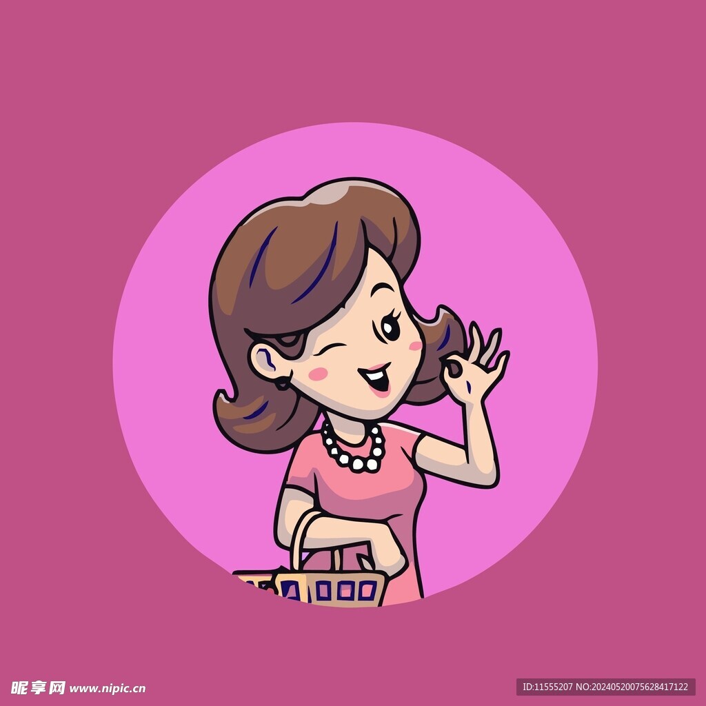 可爱美丽阿姨老妈矢量卡通插画