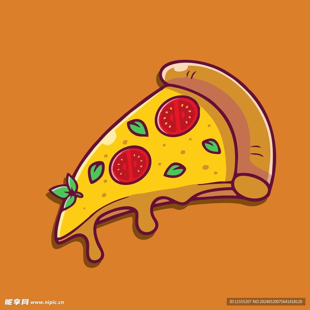 可爱披萨饼矢量卡通插画