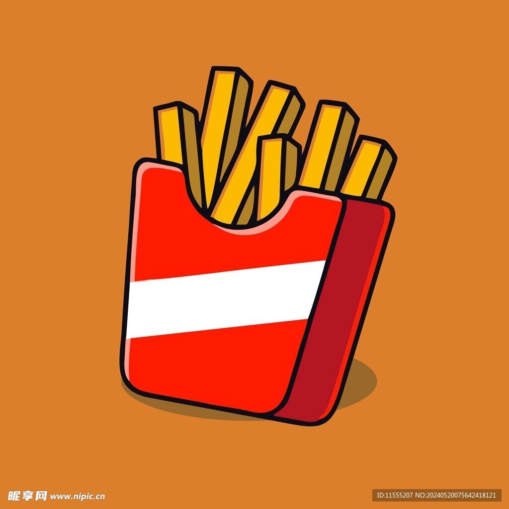 可爱薯条矢量卡通插画