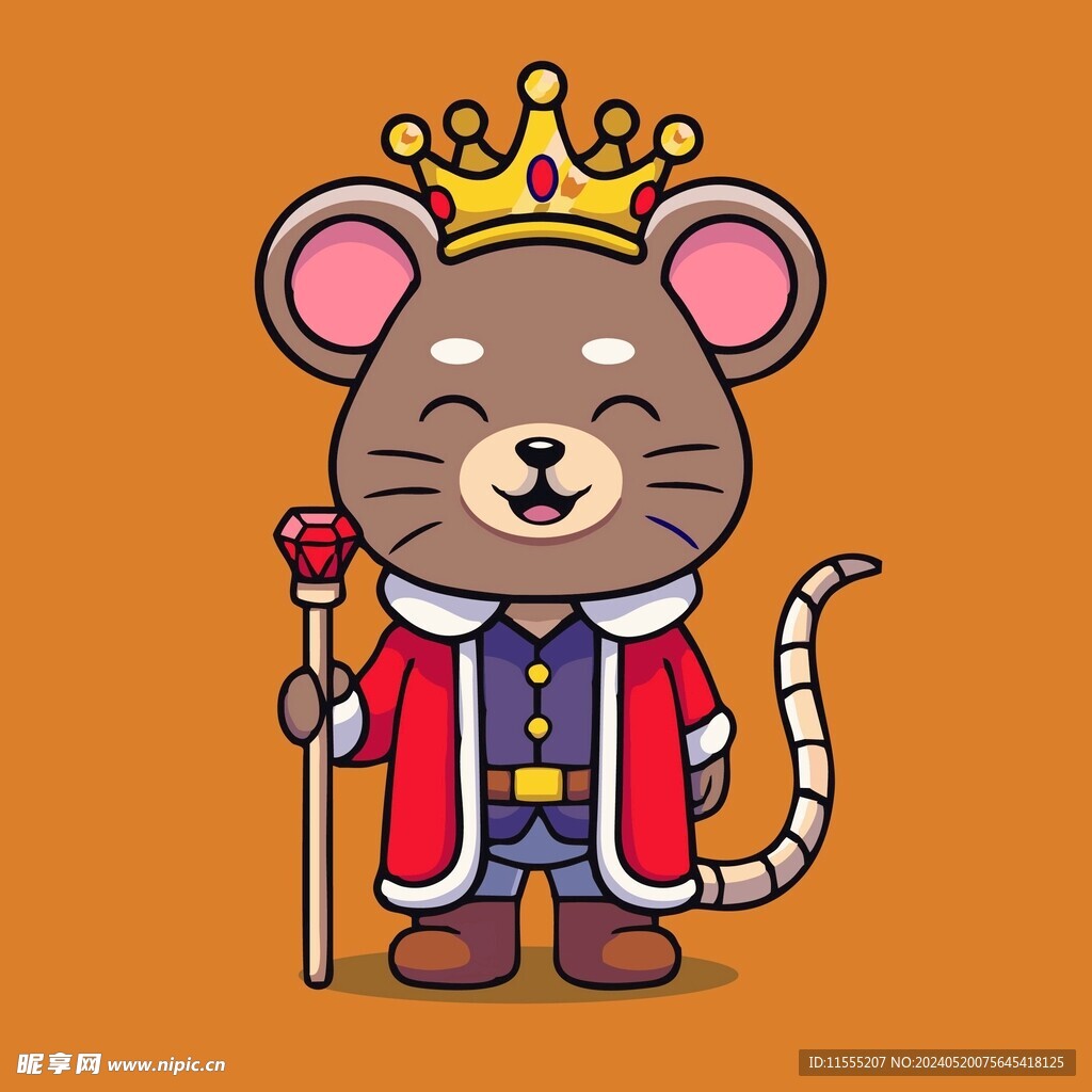 可爱鼠王矢量卡通插画