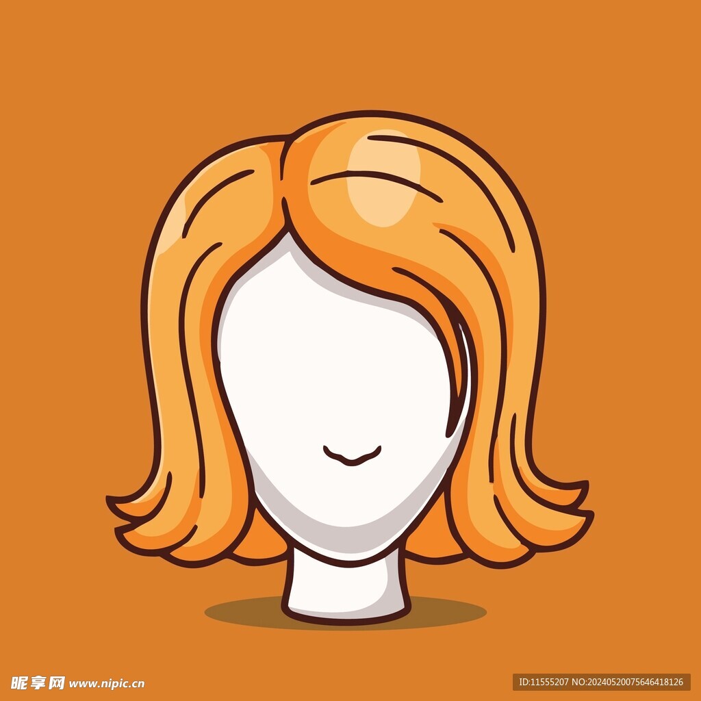 可爱假发矢量卡通插画
