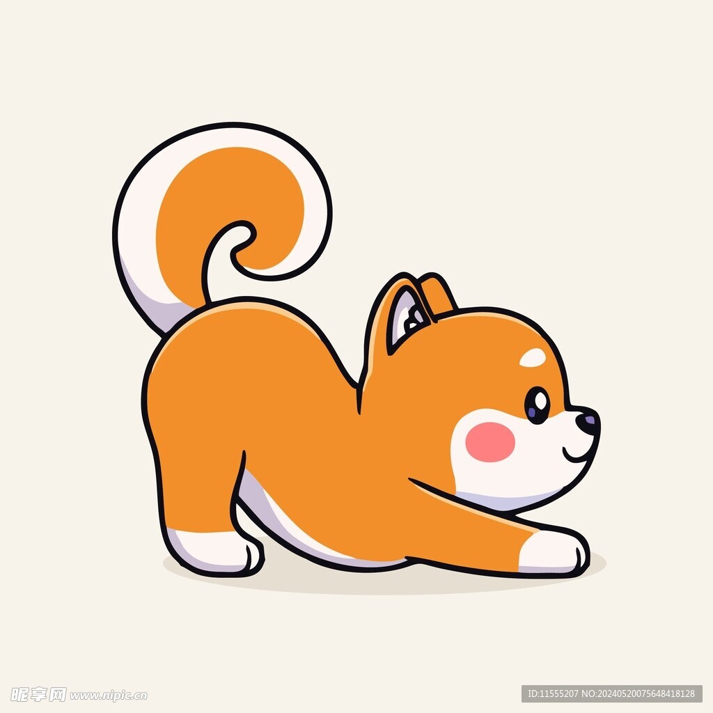 可爱秋田犬矢量卡通画儿童插画