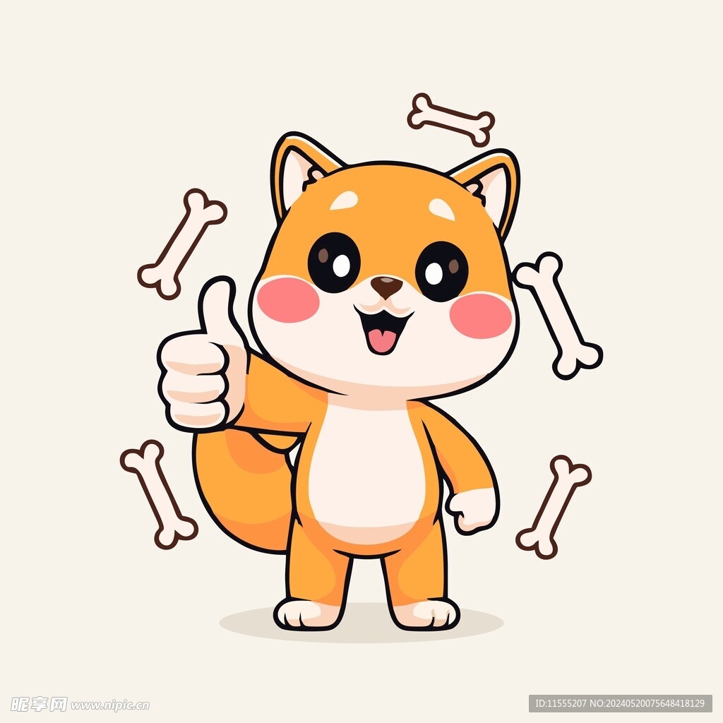 可爱秋田犬矢量卡通画儿童插画