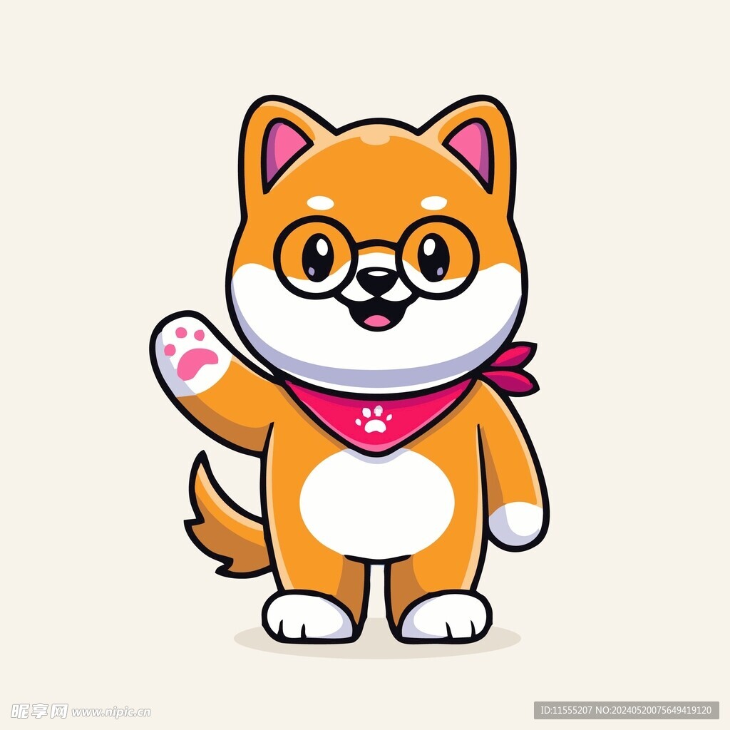 可爱秋田犬矢量卡通画儿童插画