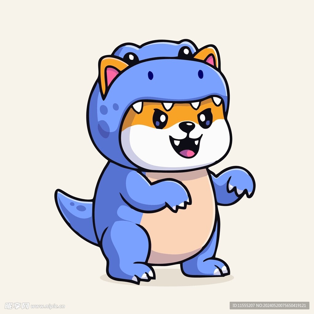 可爱秋田犬矢量卡通画儿童插画