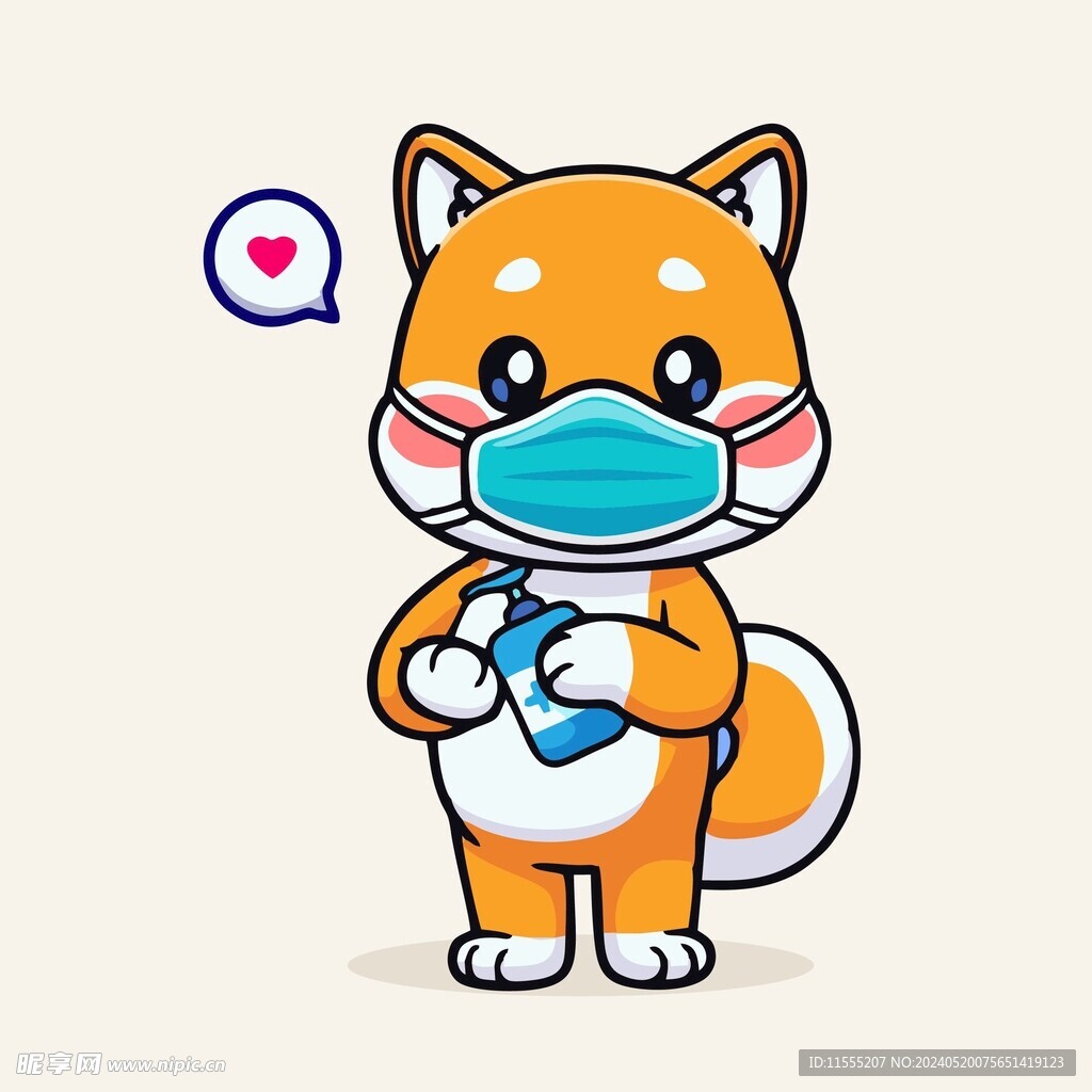 可爱秋田犬矢量卡通画儿童插画