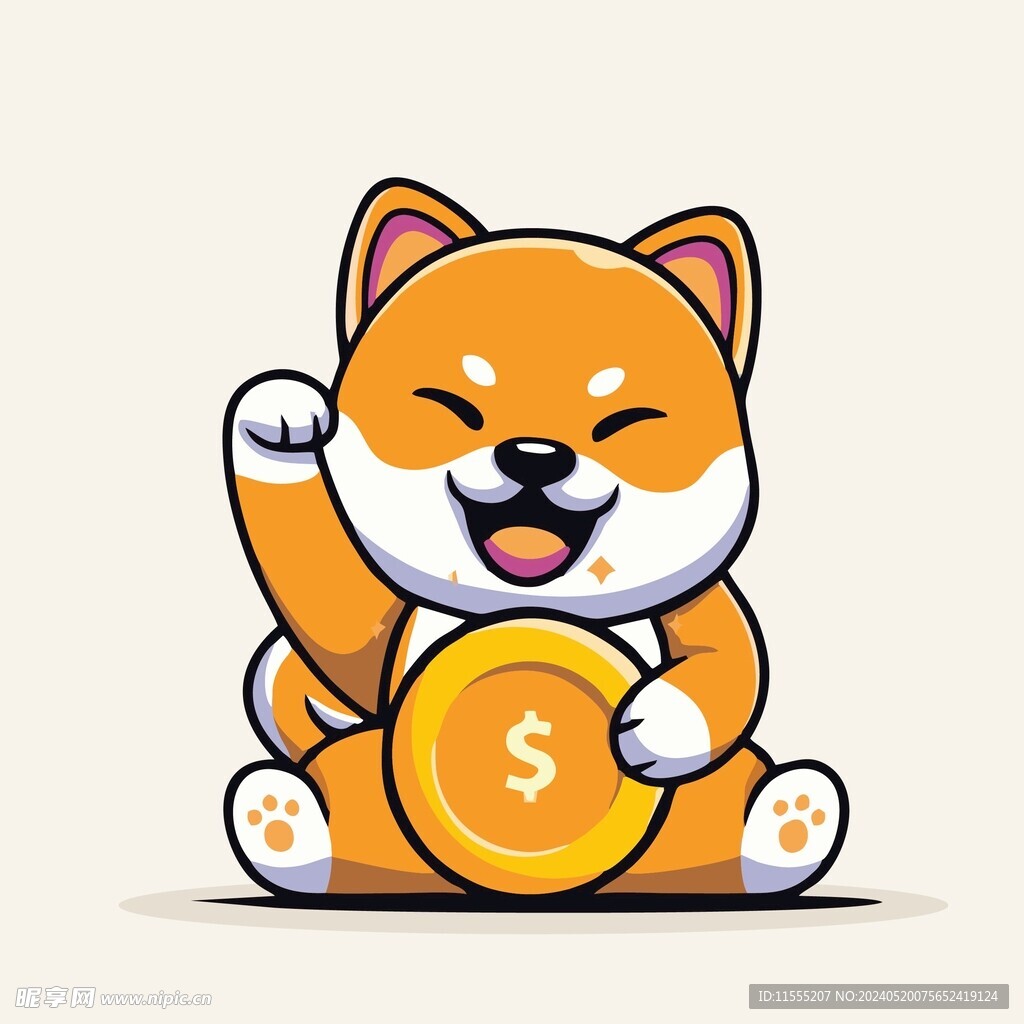 可爱秋田犬矢量卡通画儿童插画